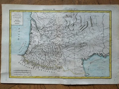 Carte 18e : GUYENNE, NAVARRE et BEARN par Nolin et Philippe (de Prétôt) 1787 - Photo 1/4