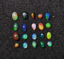 Ethiopian White, Black Opal Mix Shape Cabochon Gemstone 70-80 Pcs 3-4 6 MM 10 CT