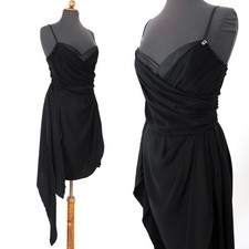 NWT Galliano Vintage Silk Bustier Drape Layered Satin/Chiffon Little Black Dress