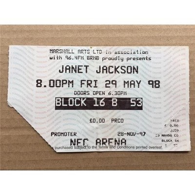 JANET JACKSON BIRMINGHAM NEC TICKET STUB - MAY 29 1998 (FOLDED) UK