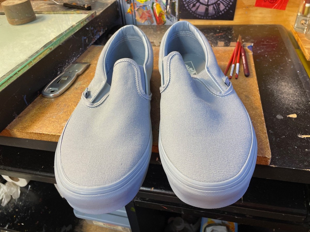 Vans Classic Slip-On Pastel Mono Dusty Blue Men’s 13 Women’s 14.5 Low Top Skate Vans Classic Slip-On Pastel Mono Dusty Blue Sz 11.5 UNC Men  main image 3