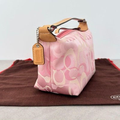 COACH Ladybug Pink Signature Pouch Handbag Canvas Leather Y2K Rare