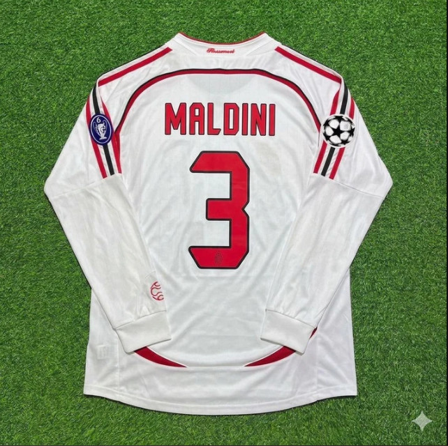 MALDINI #3 AC Milan Jersey 2006/2007 Long Sleeve Retro White Shirt