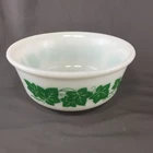 Vintage Hazel Atlas Green Ivy Leaves Milk Glass 8" Diameter Mixing Bowl