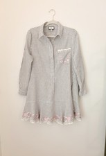 Tuckernuck Striped Shirt Dress Linen/Cotton Blend Women’s Size L Floral