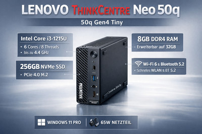   Lenovo Thinkcentre Neo 50q Gen4 Tiny i3-1215U 8GB/256GB WiFi Mini PC Computer