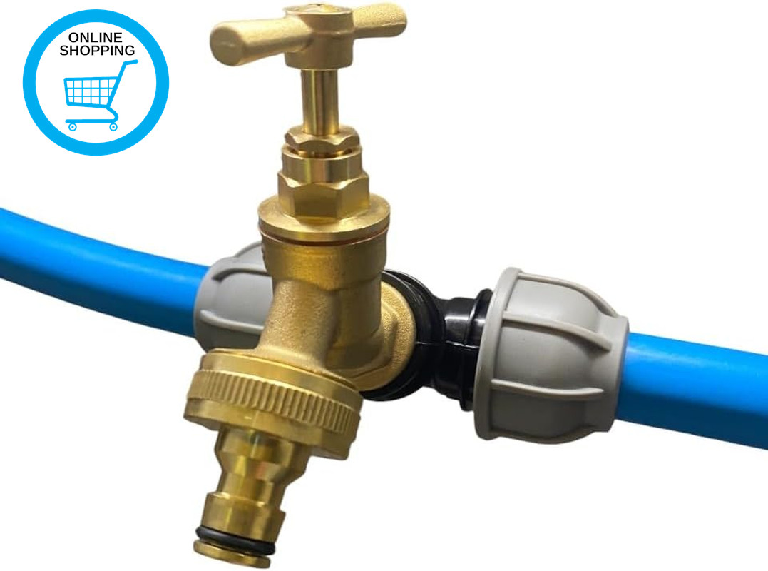 Mdpe Water Supply Pipe Tee with Solid Brass Bib Tap Outlet,Fits 20Mm,25Mm and 32