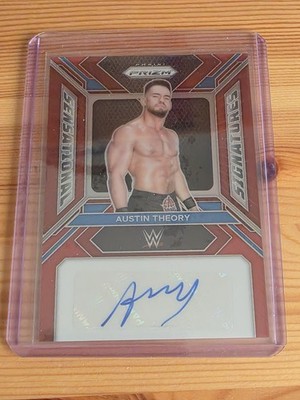 2024 PANINI PRIZM WWE #SS-ATH AUSTIN THEORY SENSATIONAL SIGNATURES RED AUTO /99