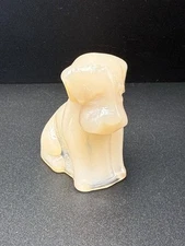 Vintage Degenhart Glass Pooch Dog Figurine - Fawn Cream Orange - 1976