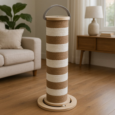 Katzenkratzturm aus Pappe   vertikaler Kratzbaum mit Spielzeugschiene