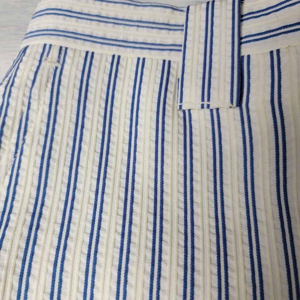 Calças vintage Haggar unissex listradas azuis tamanho 28 x 31 Seersucker - Imagem 3 de 4