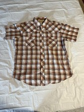 Wrangler Men's Short Sleeve Plaid Western Shirt With Pearl Snap Closure Size XL
