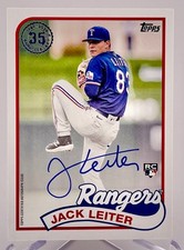 Rangers Jack Leiter 2024 Topps No.89BA-JL Autographed Rookie Single Card. rookie card picture