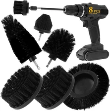 8 Pcs Drill Brush Attachment Set, Power Cleaning Scrub Brush Kit with Black