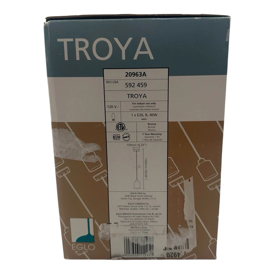 EGLO Troya 1 Luz Mosaico Vidrio Pantalla Marrón Isla Colgante Luz Foto 2 de 2