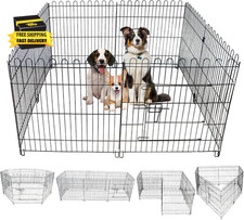 Foldable Metal Dog Playpen, Portable Pet Pen Puppy Exercise Pens 8 Panels Small/