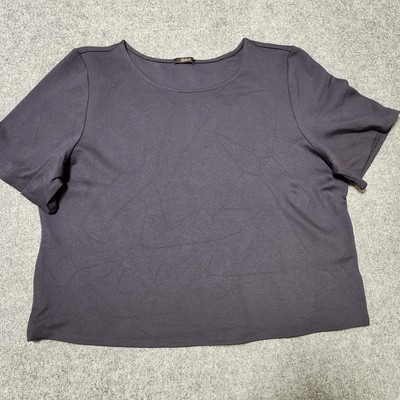 Quince Shirt Womens XL Navy Ultra Stretch Ponte Top Nuetral Closet Staple 