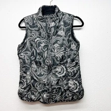 Aventura Puffer Vest Womens Small Dark Floral Forest Fleece Warm Outdoors Hiking