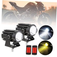 2pcs 32W LED Motorcycle Headlight with Switch, Yellow Spotlights 2 pack