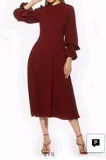 Alexia Admor Womens Lana Fit & Flare Burgandy Midi Dress Size 8 NWOT