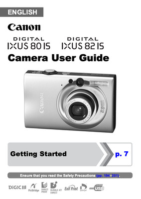 Canon  IXUS 80 IS 82 IS  Digital Camera User Owner Instruction Manual