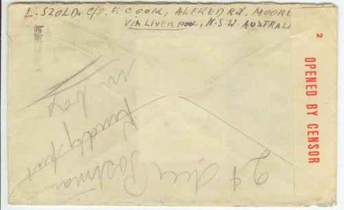 1943 Sydney Australia to Gerda Bresnitz Cincinnati Ohio - postage due - censored - Picture 2 of 2