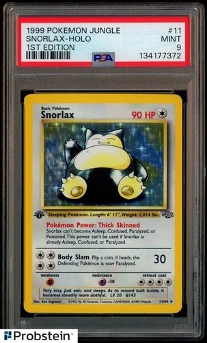 1999 Pokemon Jungle 1st Edition #11 Snorlax Holo PSA 9 MINT
