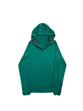 Ibex Indie Pullover Hoodie Base layer Mens M Green Merino Wool 1/2 Zip Outdoors