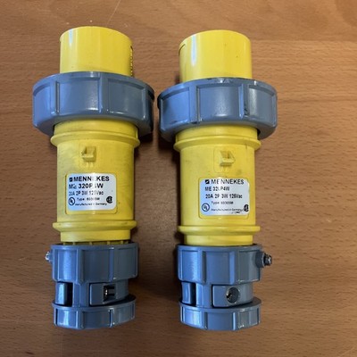 Mennekes ME320P4W Male Pin and Sleeve Watertight Plug 20A P2 3W 125VAC - PAIR