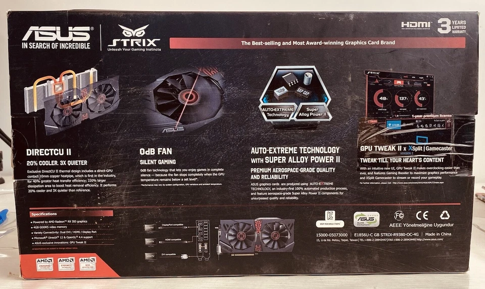 ASUS STRIX Radeon R9 380 4GB GDDR5 GAMING Graphics Card 3473 - Image 2 of 4