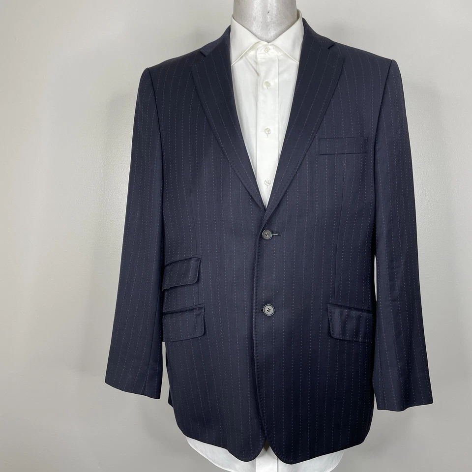 Abrigo Deportivo Ted Baker Para Hombre 42R Negro Púrpura Rayas Lana Doble Ventilación Cirujanos Foto 2 de 4