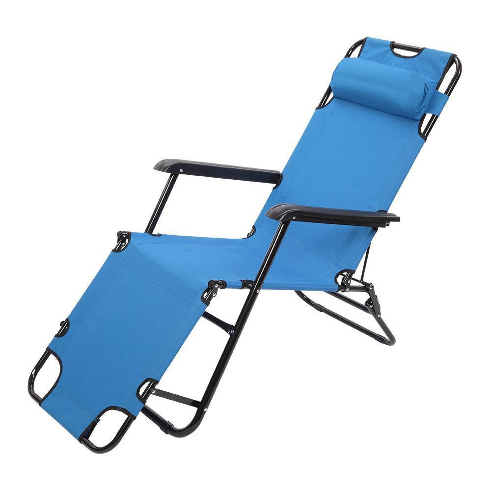 Reclining Beach Sunshade Chaise Lounge Chair Pool Lawn Lounger Foldable Outdoor