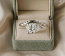 1.5CTTW Pear Cut 6x9mm Moissanite Engagement Ring 925 Silver Size 5-9 Gift