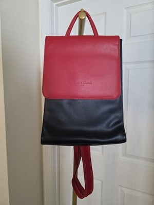 Cleo & Patek Paris Red & Black Leather Backpack, Vintage, MSRP $350