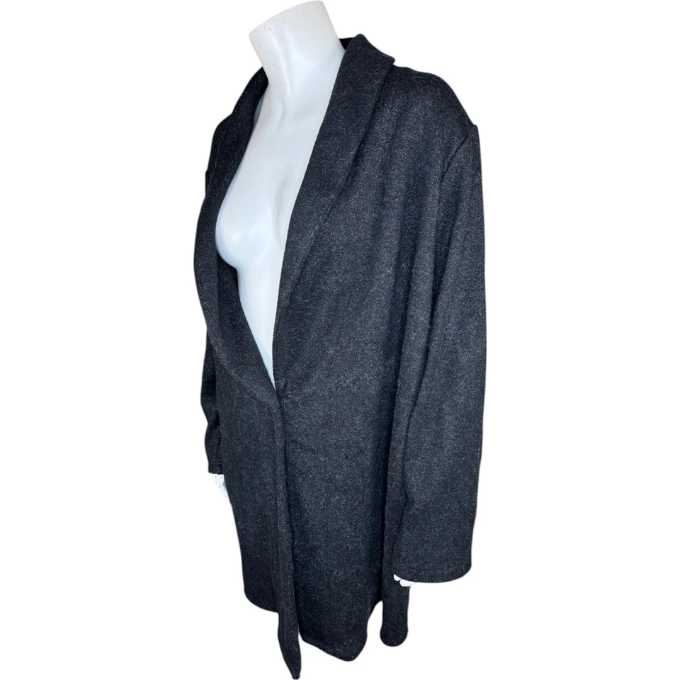 Dennis Basso Black Metallic Knit Sweater Shawl Collar Long Sleeve 1X Relaxed - Image 2 of 4