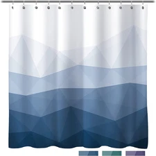 Designer Popular Shower Curtain, Ombre Blue Fabric Contemporary Shower Curtains