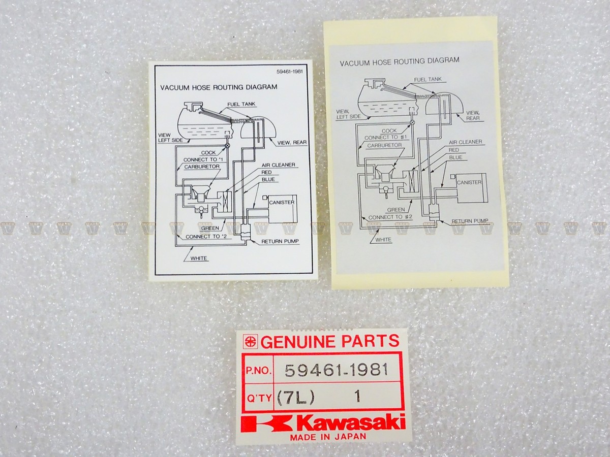 Kawasaki NOS NEW 59461-1981 Vacuum Hose Routing Label EX EX250