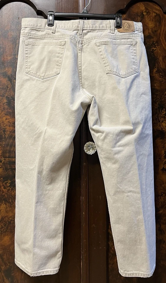 Jeans Arizona De Colección Años 90 Hombres Calce Relajado Caqui Claro Beige Denim 48x29 Hecho en EE. UU. Foto 2 de 4