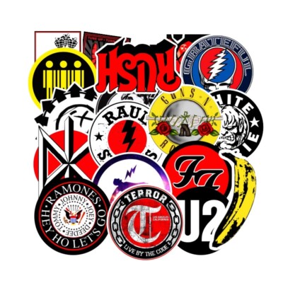 100 Mixed Rock Stickers – Heavy Metal Punk Band Music – Car, Skateboard, Laptop Decals
