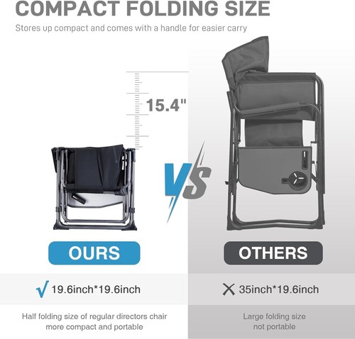 EVER ADVANCED Camping Directors' Chair with Side Table, Portable Black  - Bild 5 von 7