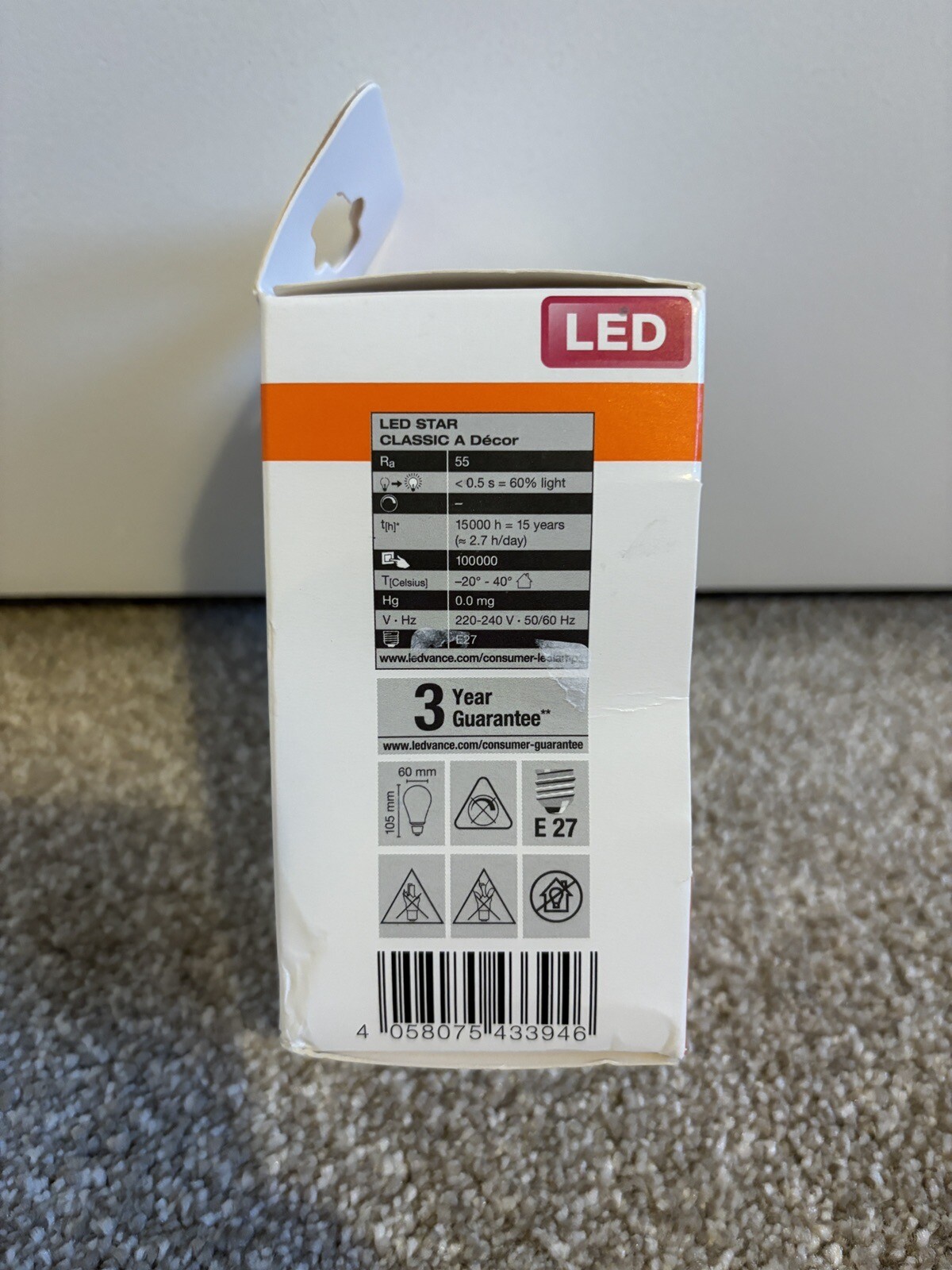 OSRAM LEDVANCE 2w Red LED GLS Edison Screw E27 Lamp for sale  
