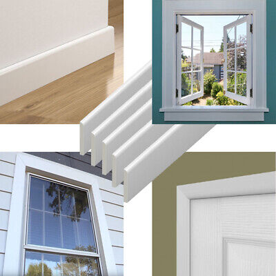 1m 65mm uPVC Architrave Plastic Skirting Board White Window / Door Trim 