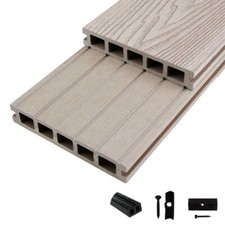 Woodstore24 Terrassendiele WPC Komplettset WoodoMykonos 2,4 m hellgrau 5-40 m²