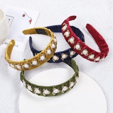 4 Faux Pearl Decor Headband Colorful Handmade Set for Women, Tiara-Style - NEW