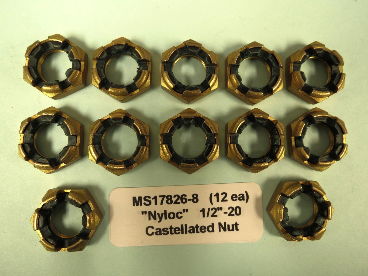 MS17826-8 Castellated Self-Locking Nyloc Nuts Cessna Piper