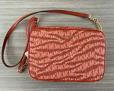 NWT Michael Kors Signature Logo Jet Set Travel Large East West Crossbody Orange