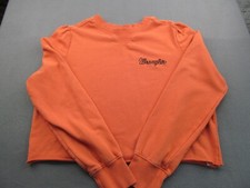 WRANGLER Retro Orange Crewneck Cropped Womens LOGO Sweatshirt Sweater Medium