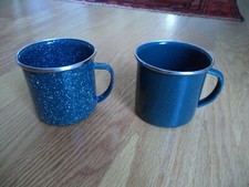 Camping Enamelware Green Coffee Cup Mug - heavy speckled and lightly speckled