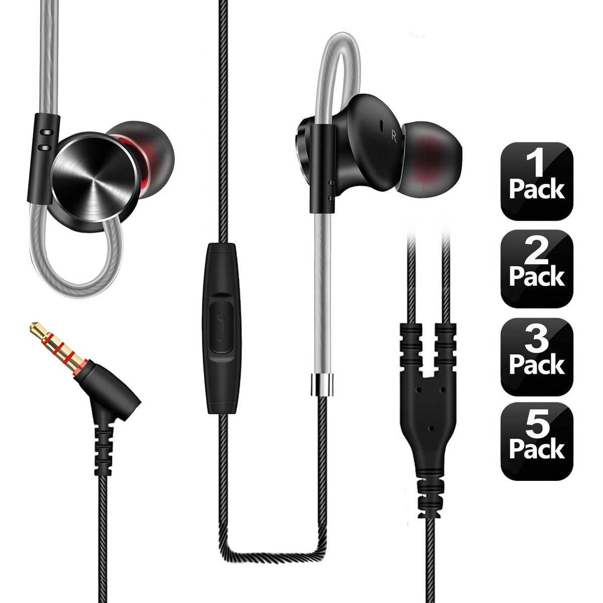 1-10pack] Wired In Ear Headphones Mic, HD Sound for Audio
