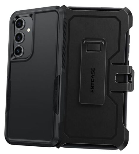 for Samsung Galaxy S24-FE Case: Dual Layer Military Grade Drop Black
